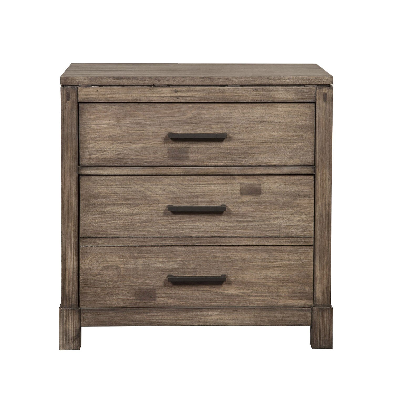 26" Weathered Gray Two Drawer Wood Nightstand