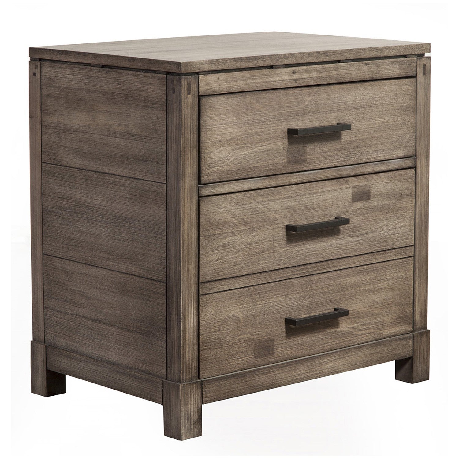 26" Weathered Gray Two Drawer Wood Nightstand