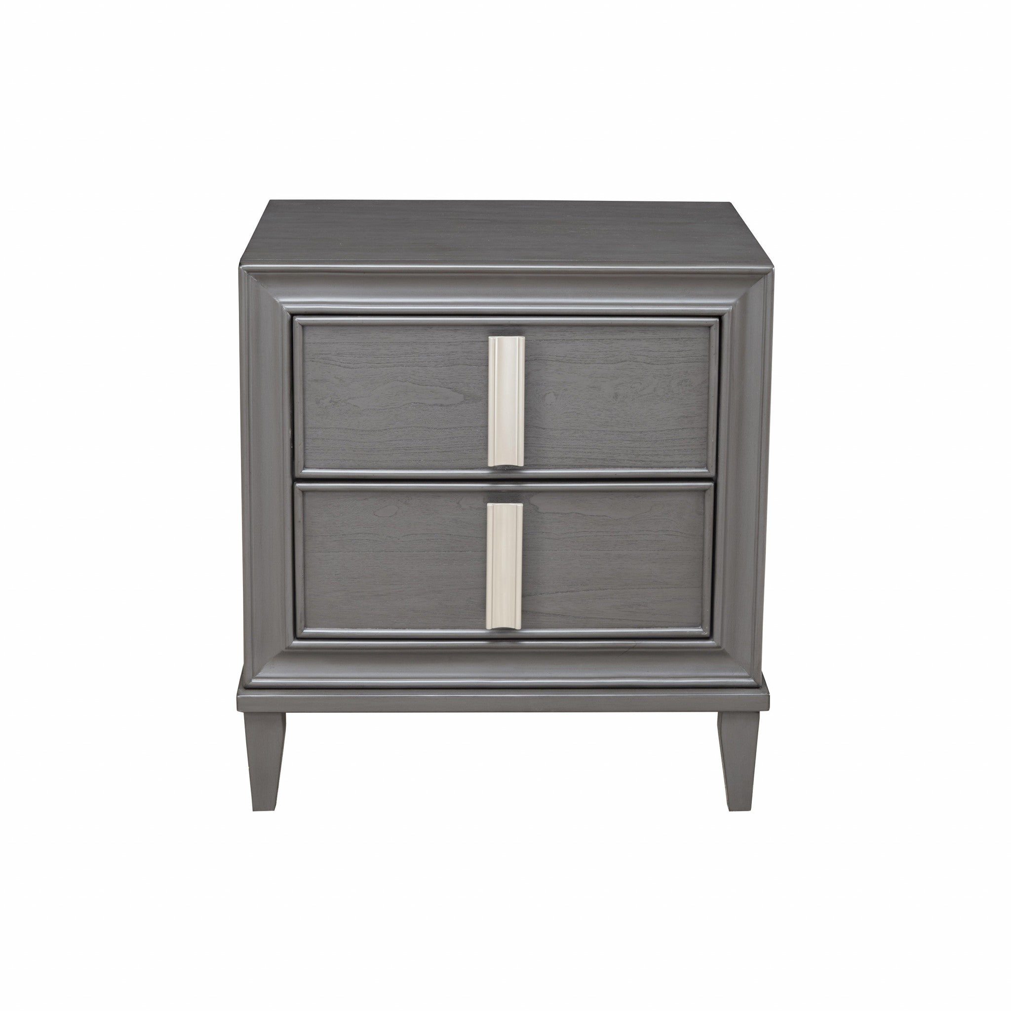 29" Dark Gray Two Drawer Contemporary Wood Nightstand