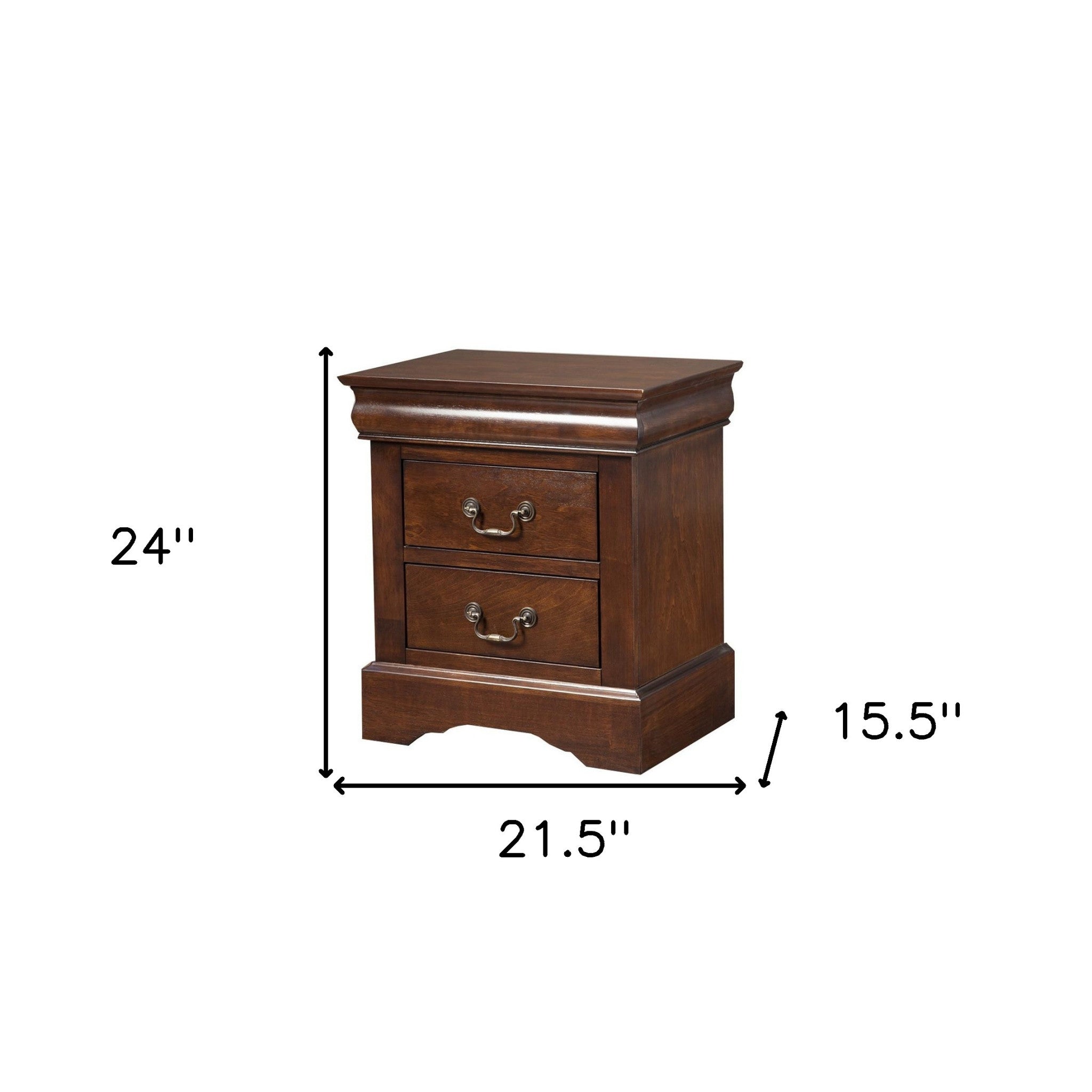 Solid Wood Cappuccino 2 Drawer Nightstand