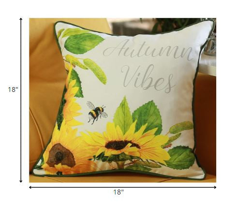 Autumn Vibes Sunflower Throw Pillow