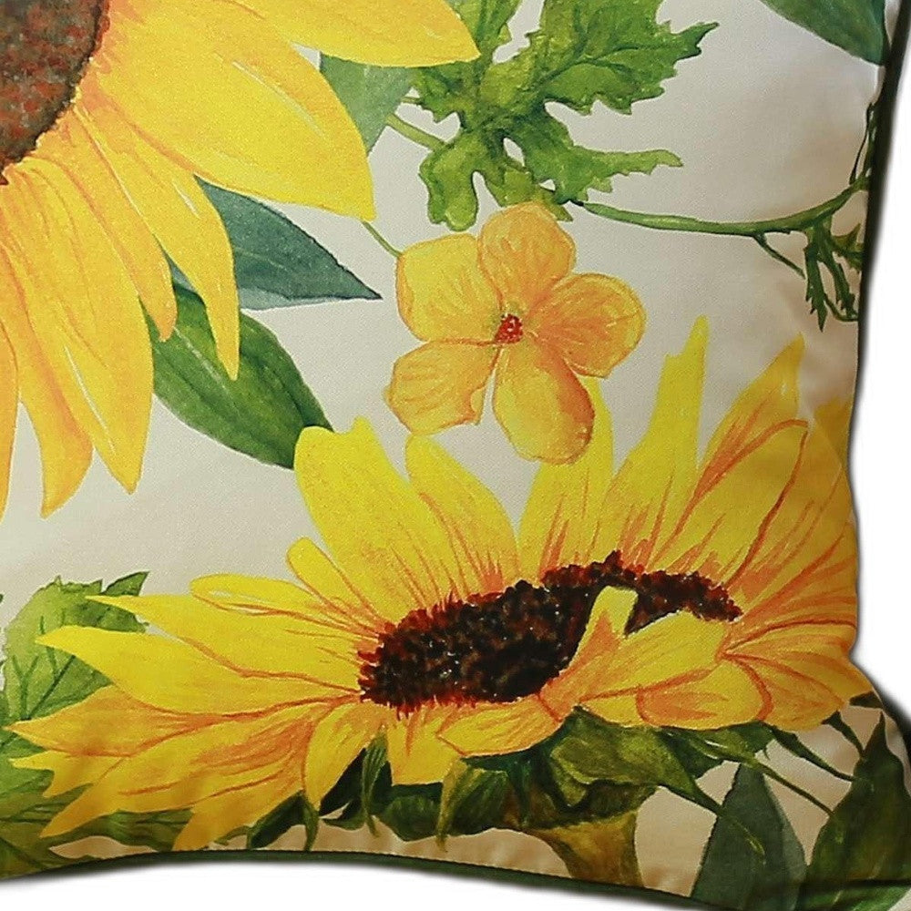 18 X 18 Yellow Floral Zippered Polyester Thanksgiving Throw Pillow