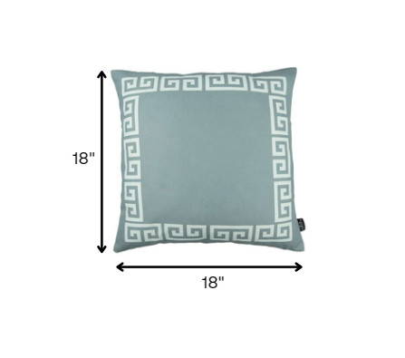 Gray and White Greek Key Bordered Throw Pillow