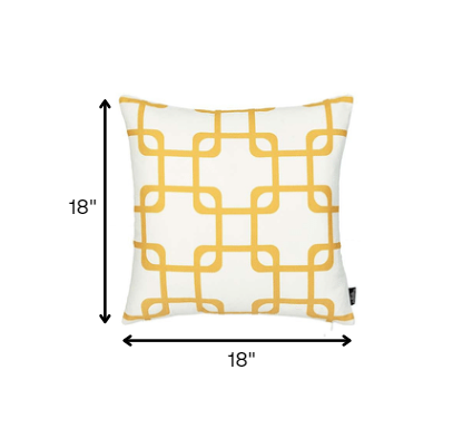 Yellow and White Grid Geometric Throw Pillow