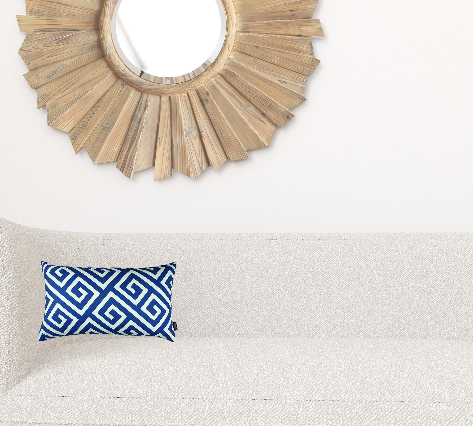 Blue Greek Key Pattern Lumbar Throw Pillow