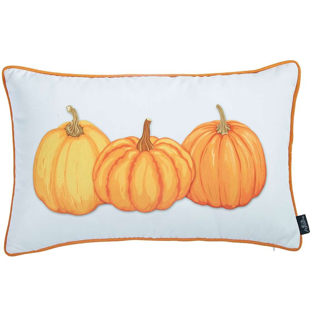 Orange Triple Pumpkin Lumbar Throw Pillow