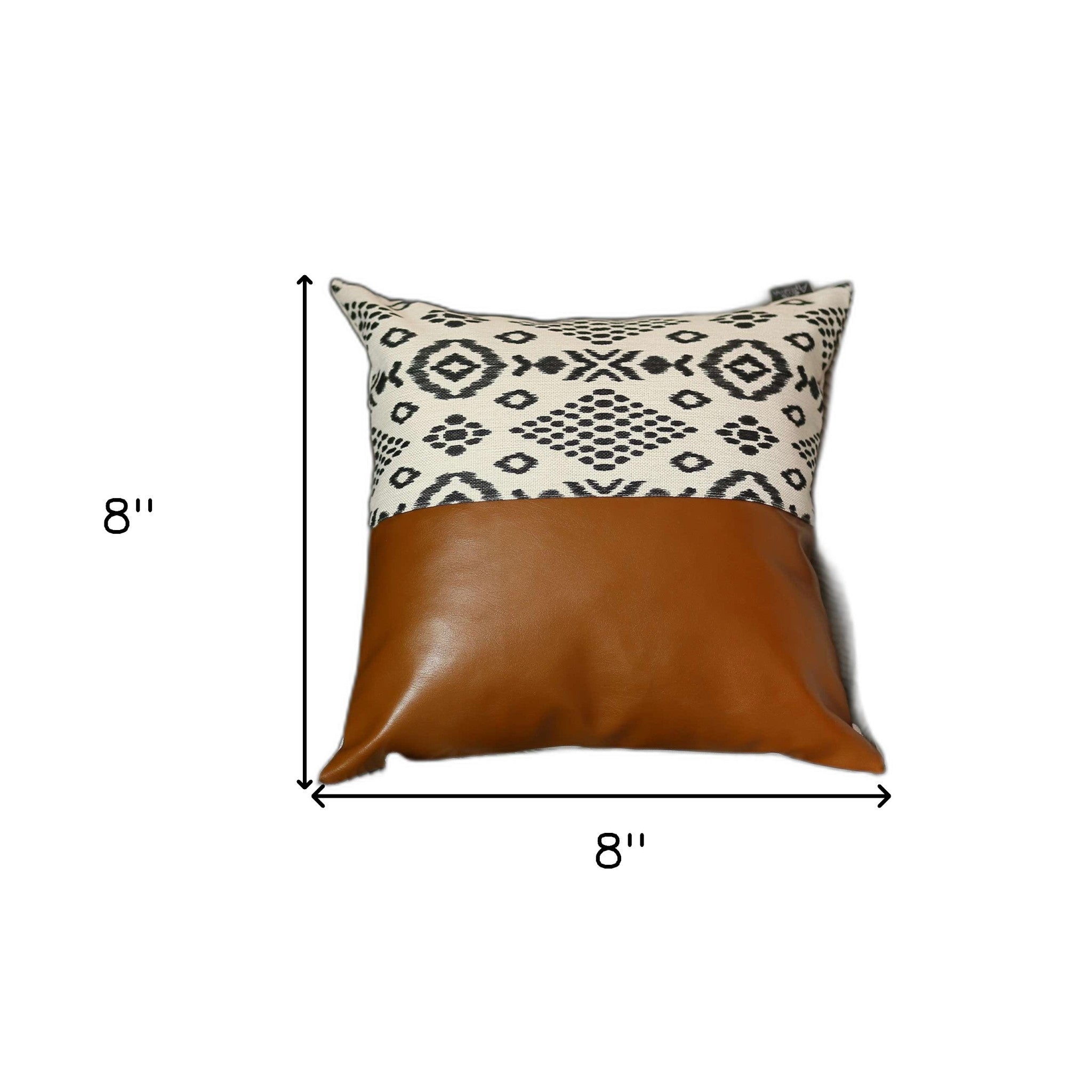 Half Patterned Faux Leather Throw Pillow