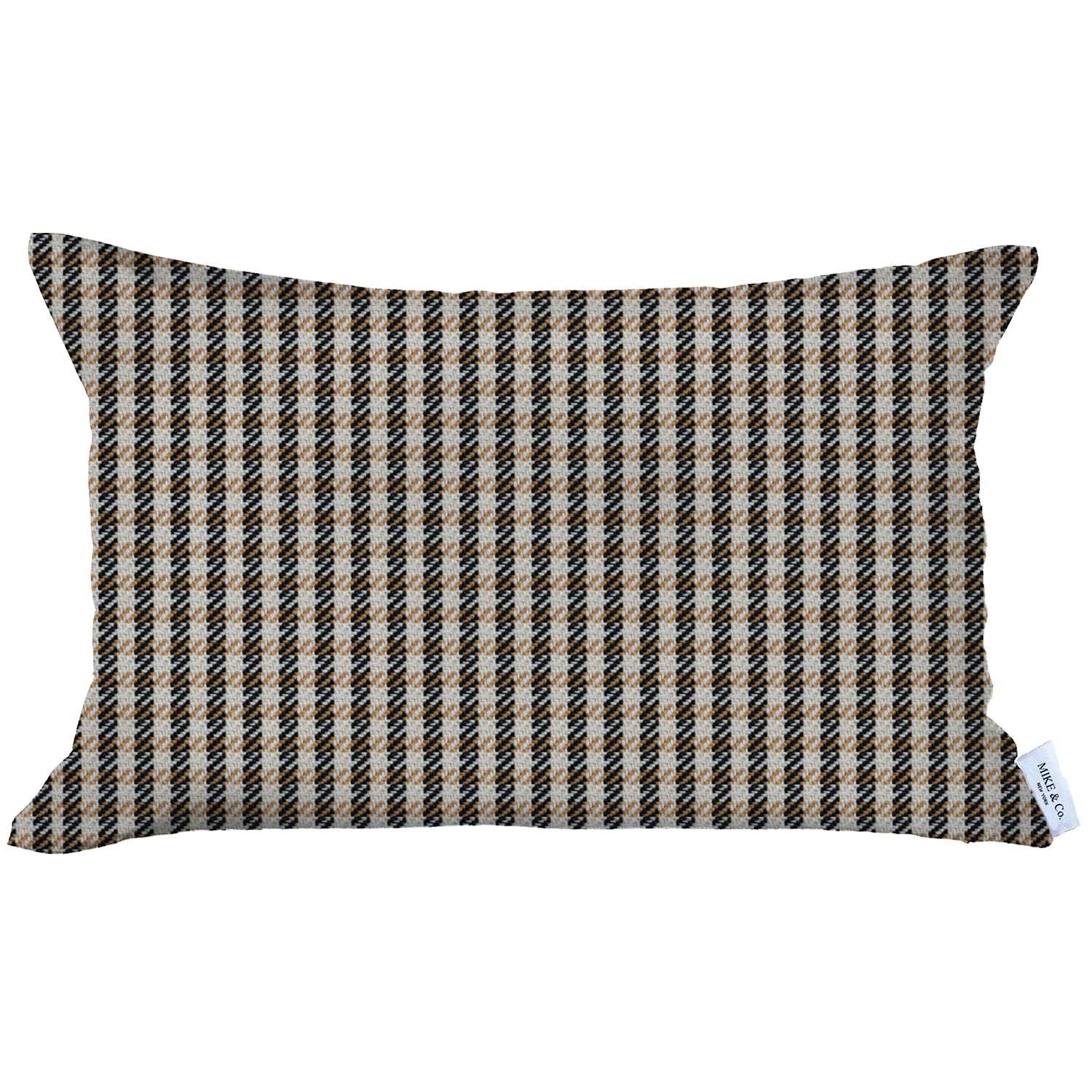 Tan Houndstooth Lumbar Throw Pillow