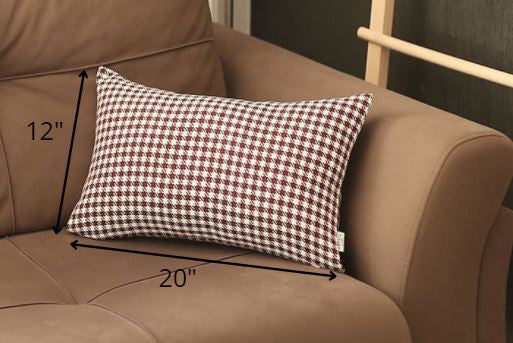 Red Houndstooth Lumbar Throw Pillow