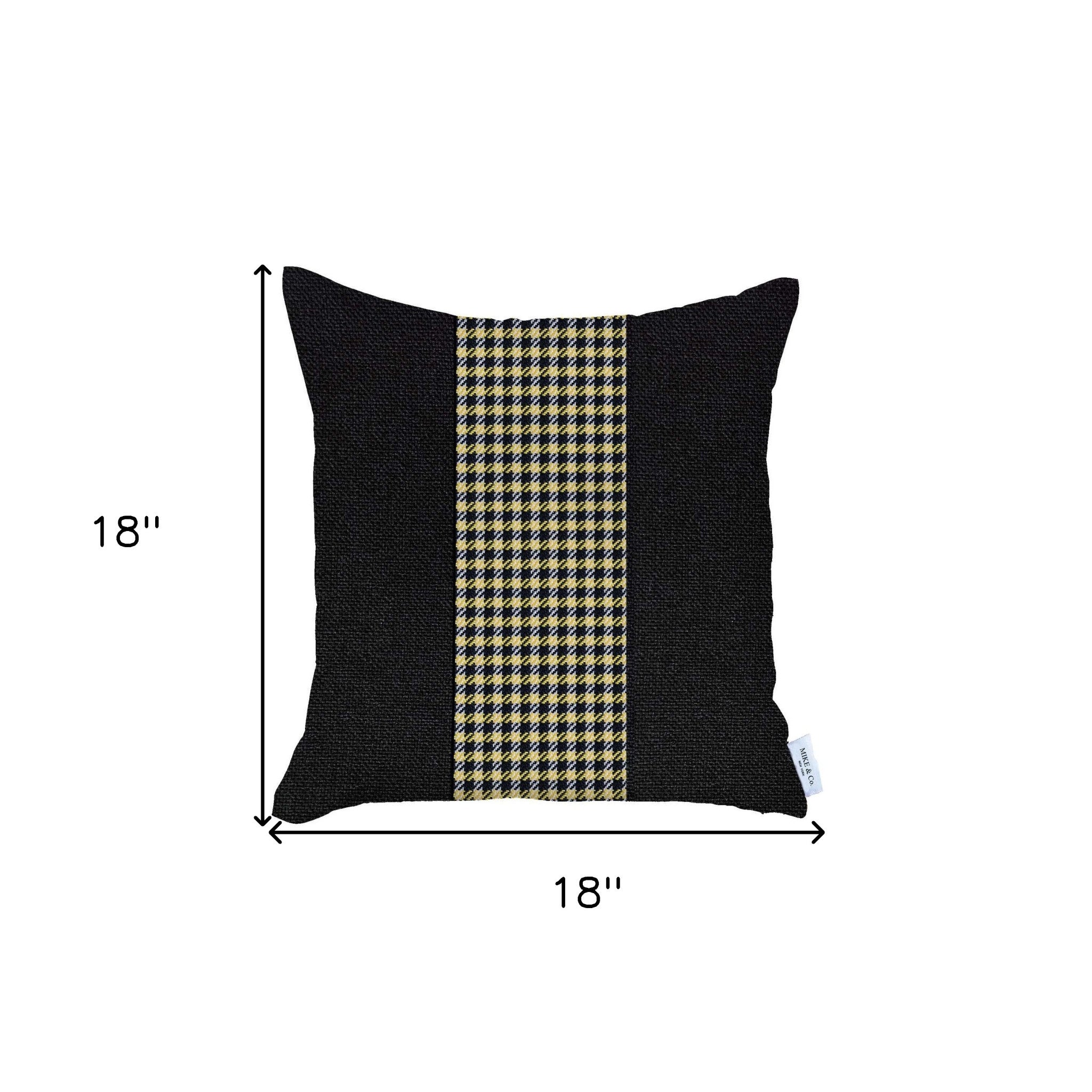 Black and Yellow Houndstooth Throw Pillow