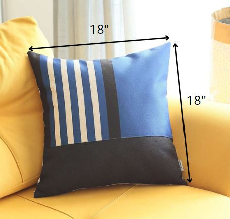 Blue and Black Printed Geometric Throw Pillow