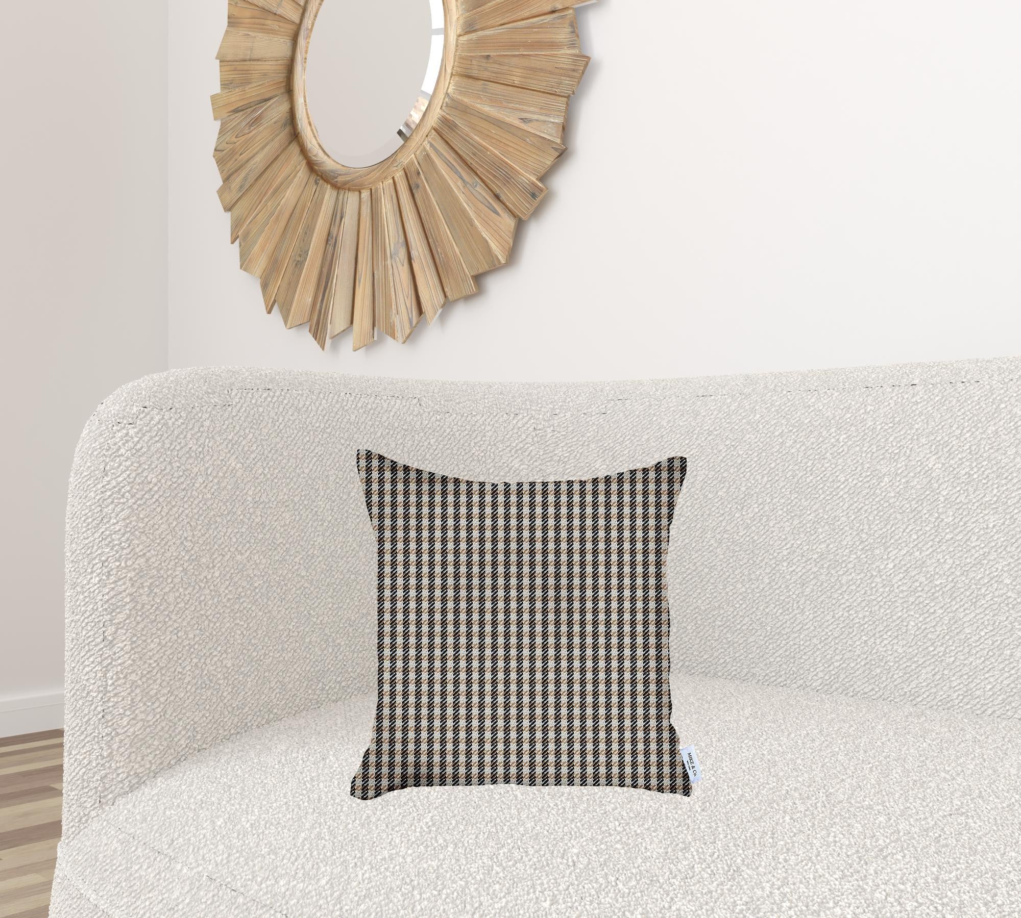 Tan Houndstooth Pattern Throw Pillow