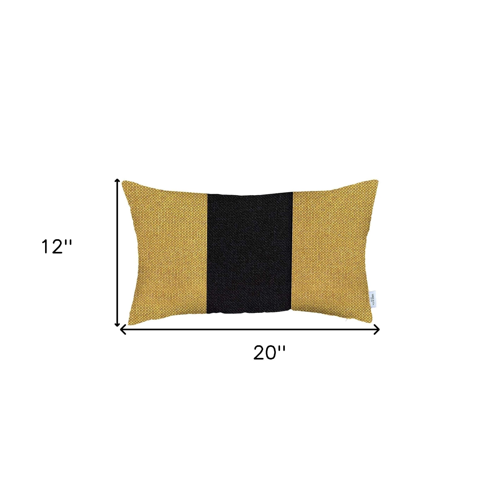 Yellow and Black Midsection Lumbar Throw Pillow