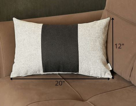 Gray and Black Midsection Lumbar Throw Pillow