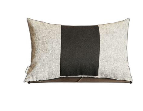 Gray and Black Midsection Lumbar Throw Pillow