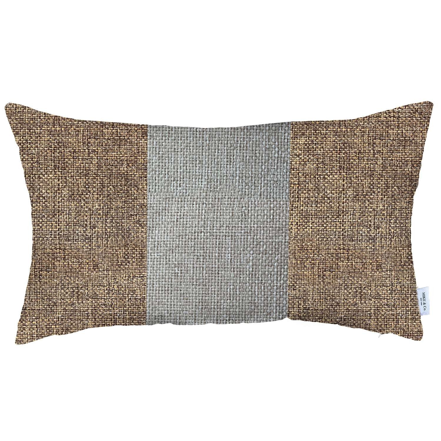 Brown and White Midsection Lumbar Throw Pillow