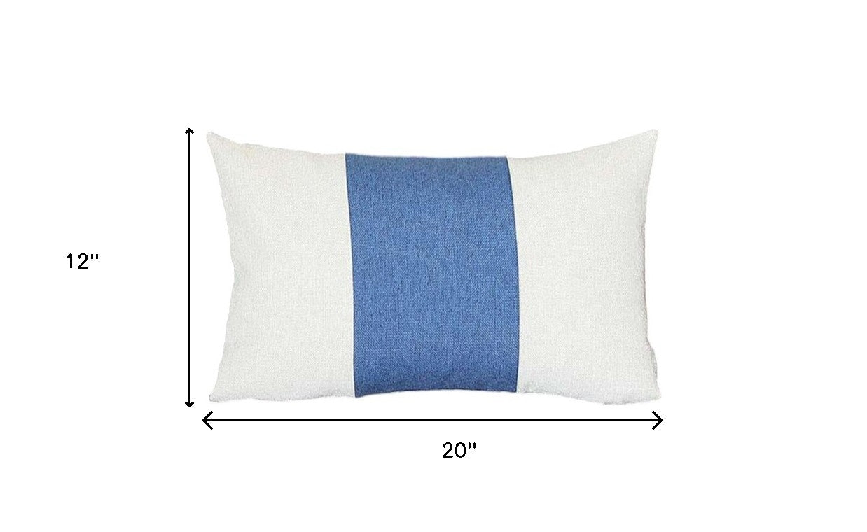 12" X 20" Blue and White Striped Lumbar Throw Pillow