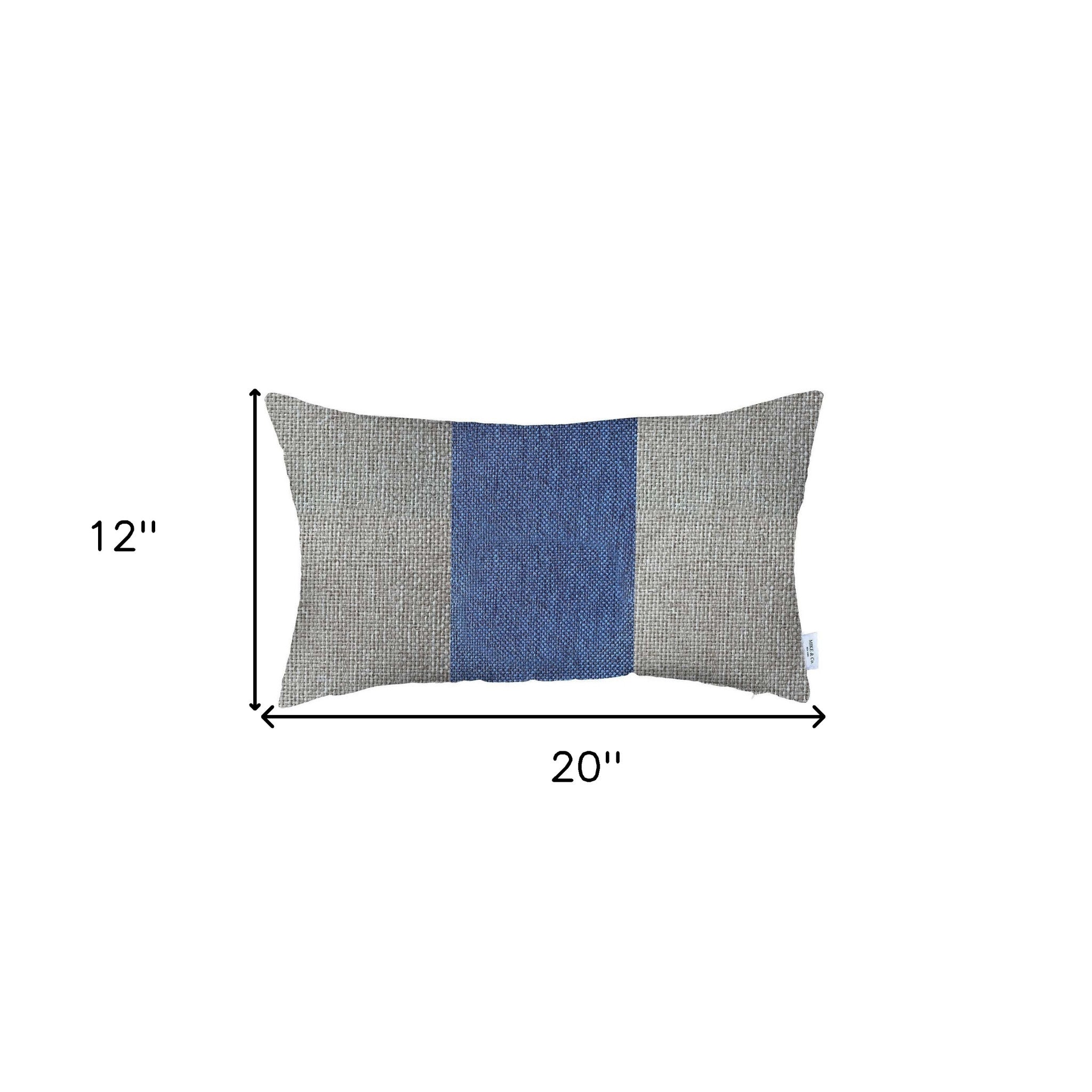 White and Blue Midsection Lumbar Throw Pillow