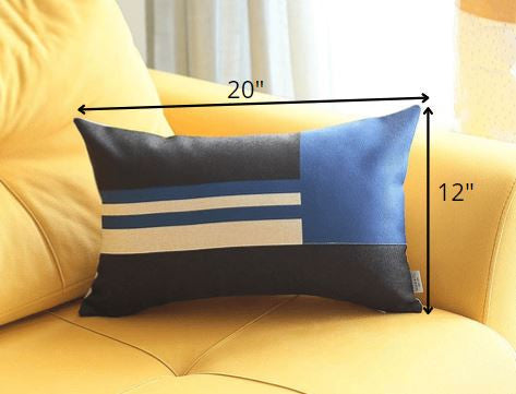 Blue and Black Geometric Lumbar Throw Pillow