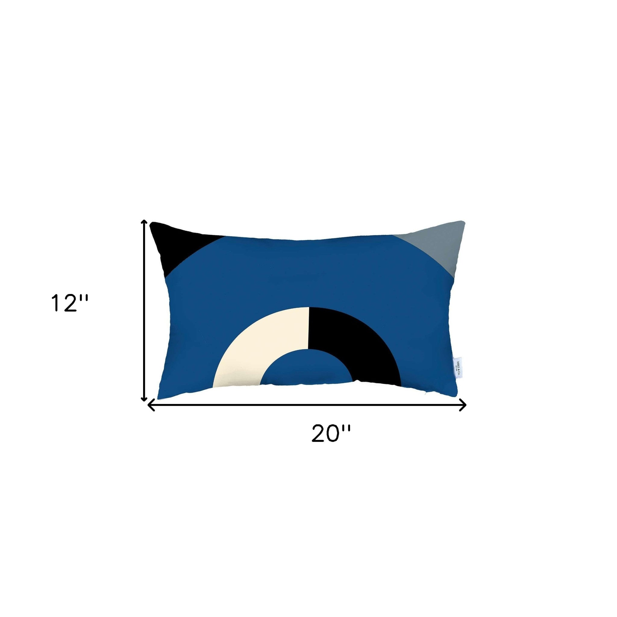 Blue Half Circle Modern Lumbar Throw Pillow