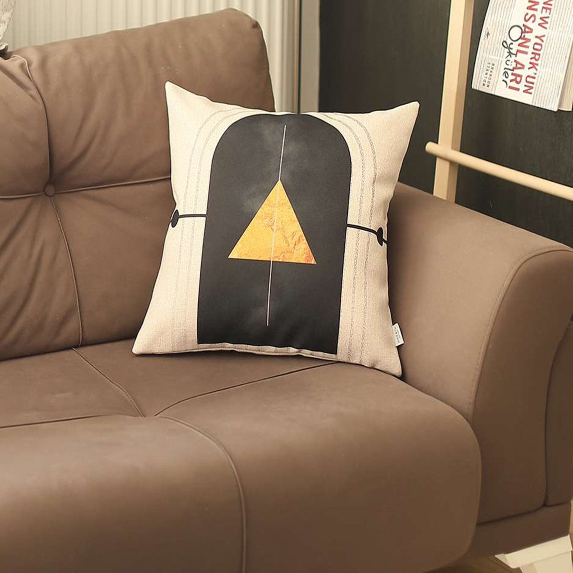 Yellow and Cream Arrowhead Printed Throw Pillow