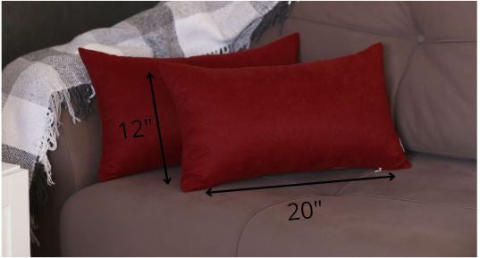 Set of 2 Maroon Red Modern Lumbar Throw Pillows