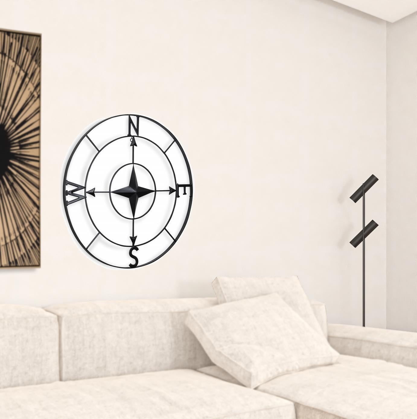 Black Metal Compass Shaped Wall Decor