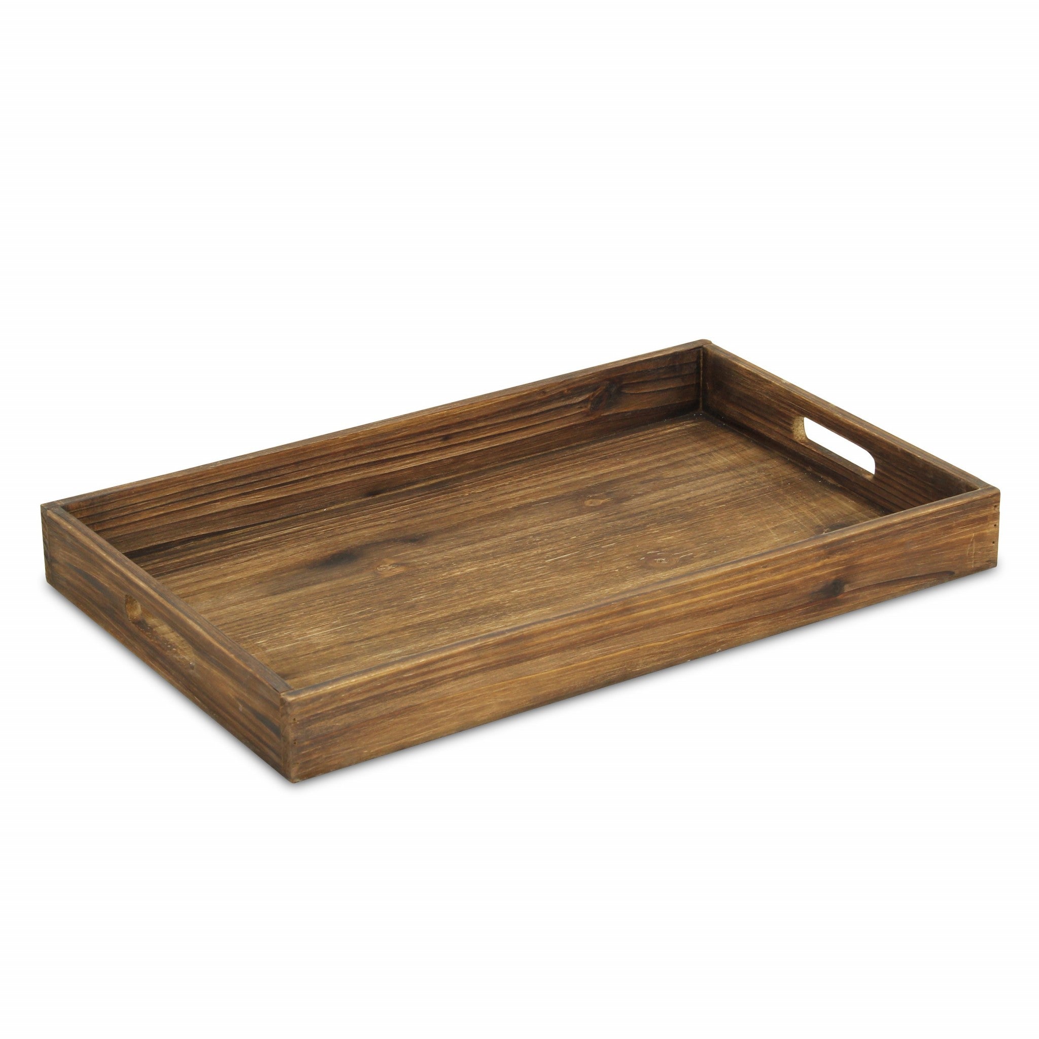 19" Dark Brown Minimalist Wooden Tray