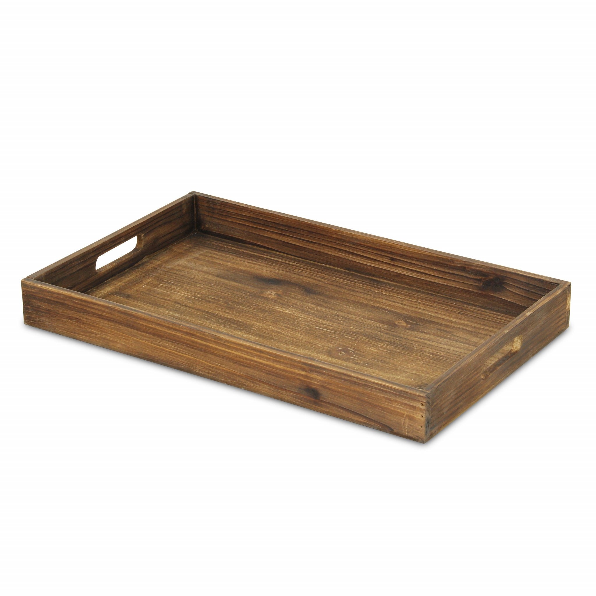 19" Dark Brown Minimalist Wooden Tray