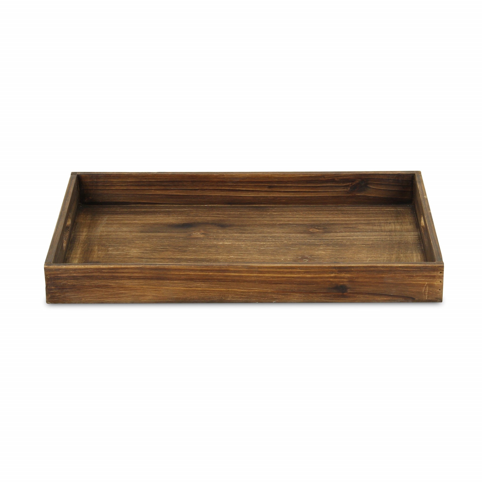 19" Dark Brown Minimalist Wooden Tray