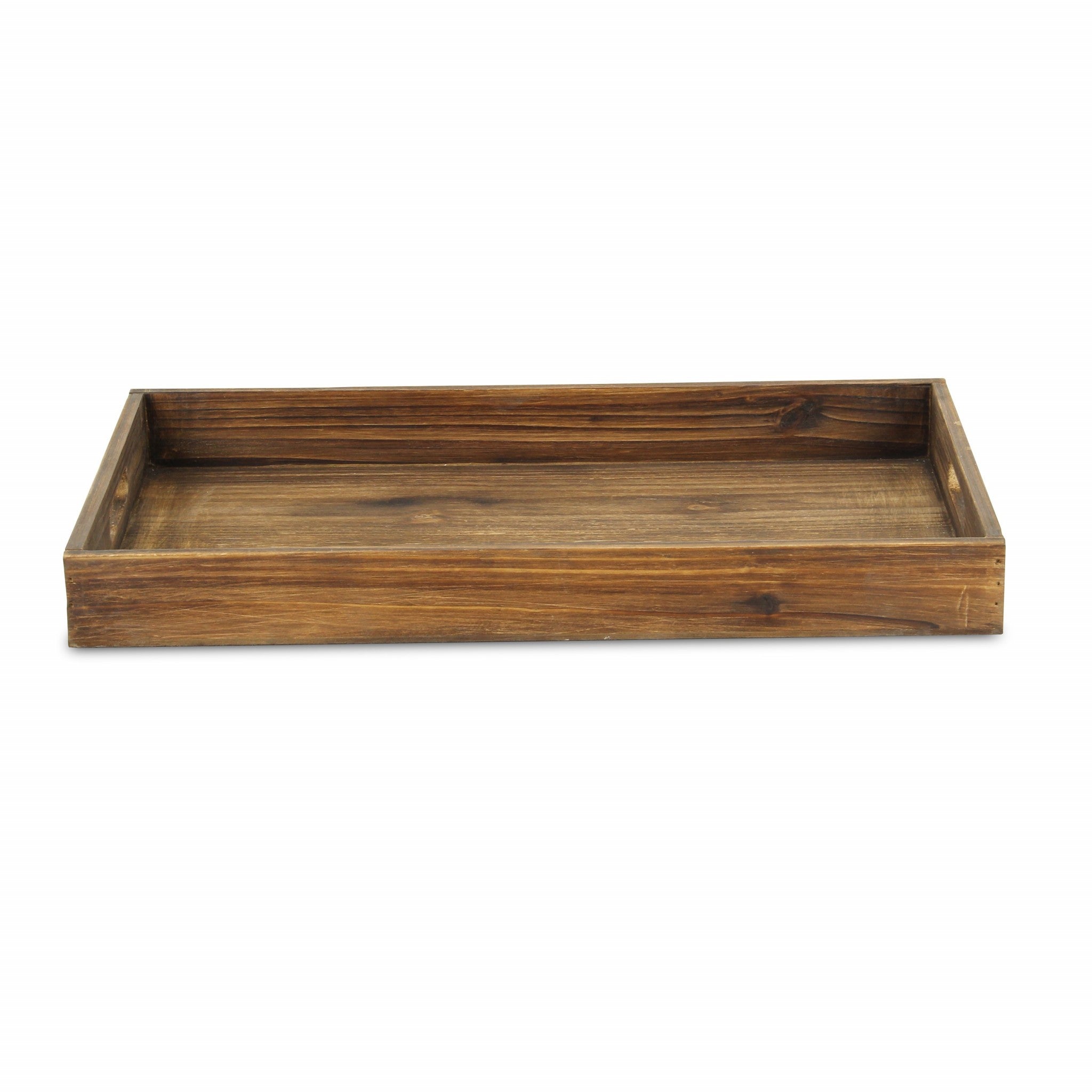 19" Dark Brown Minimalist Wooden Tray