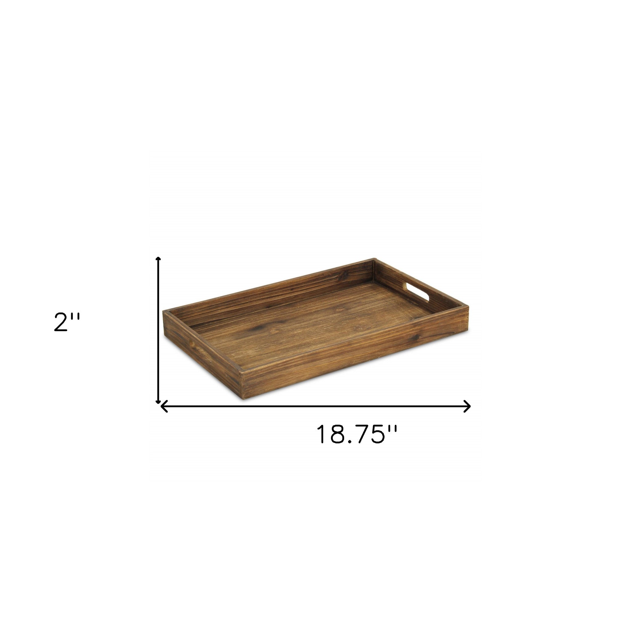 19" Dark Brown Minimalist Wooden Tray