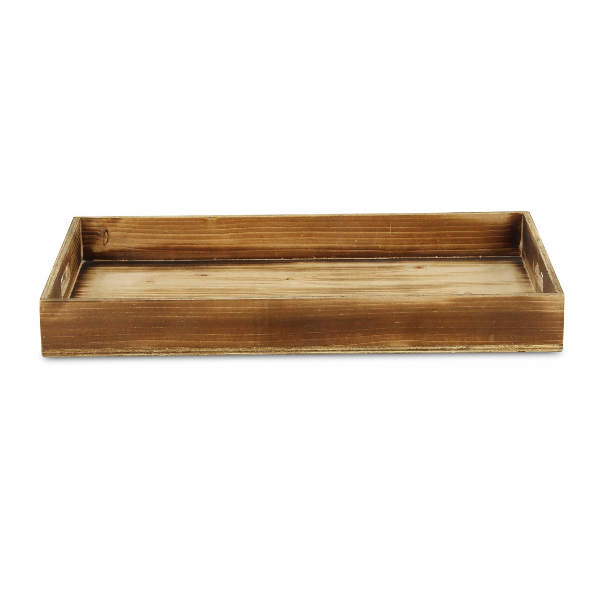 20" Brown Minimalist Wooden Tray