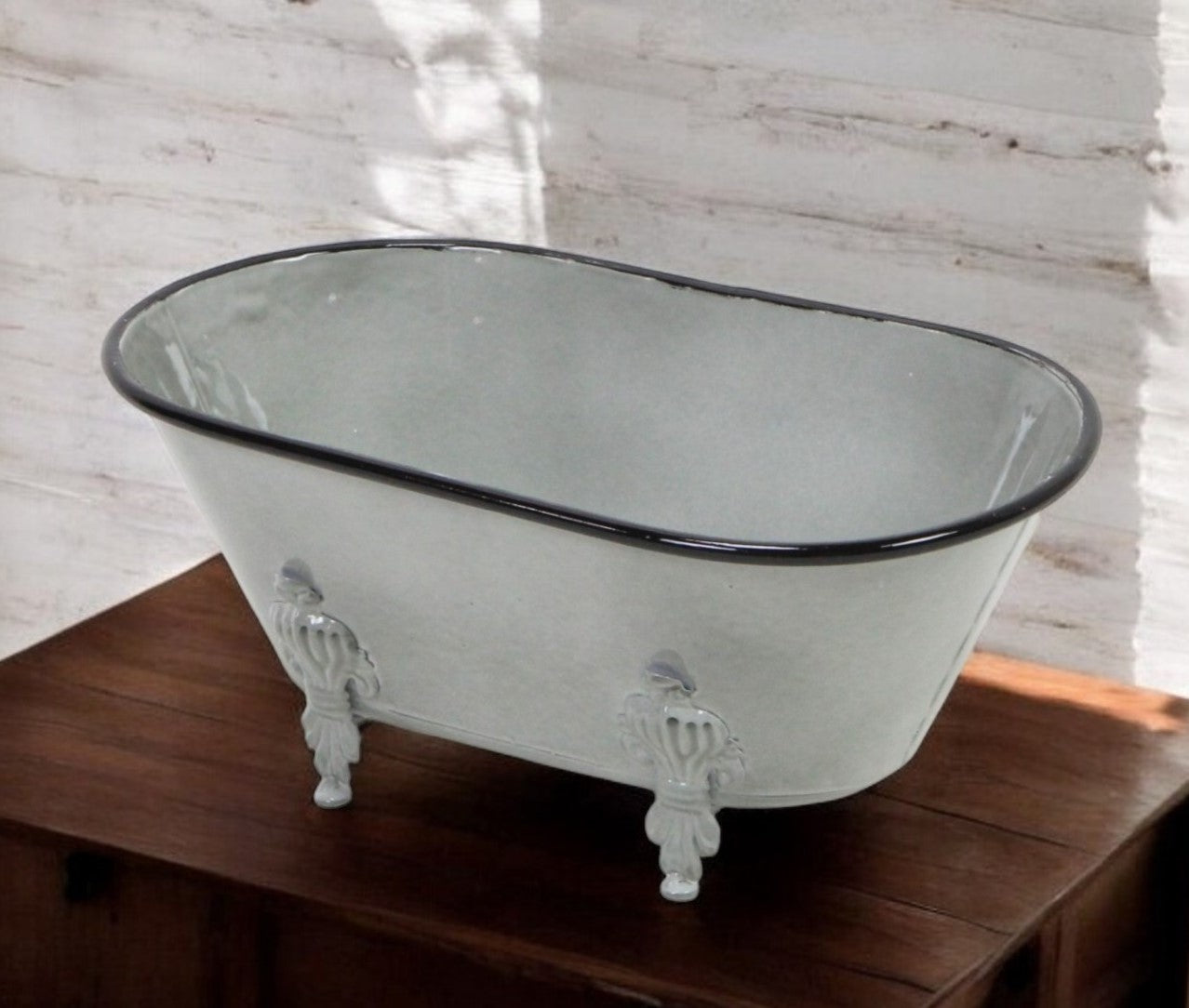 12" Light Gray Bathtub Decorative Sculpture