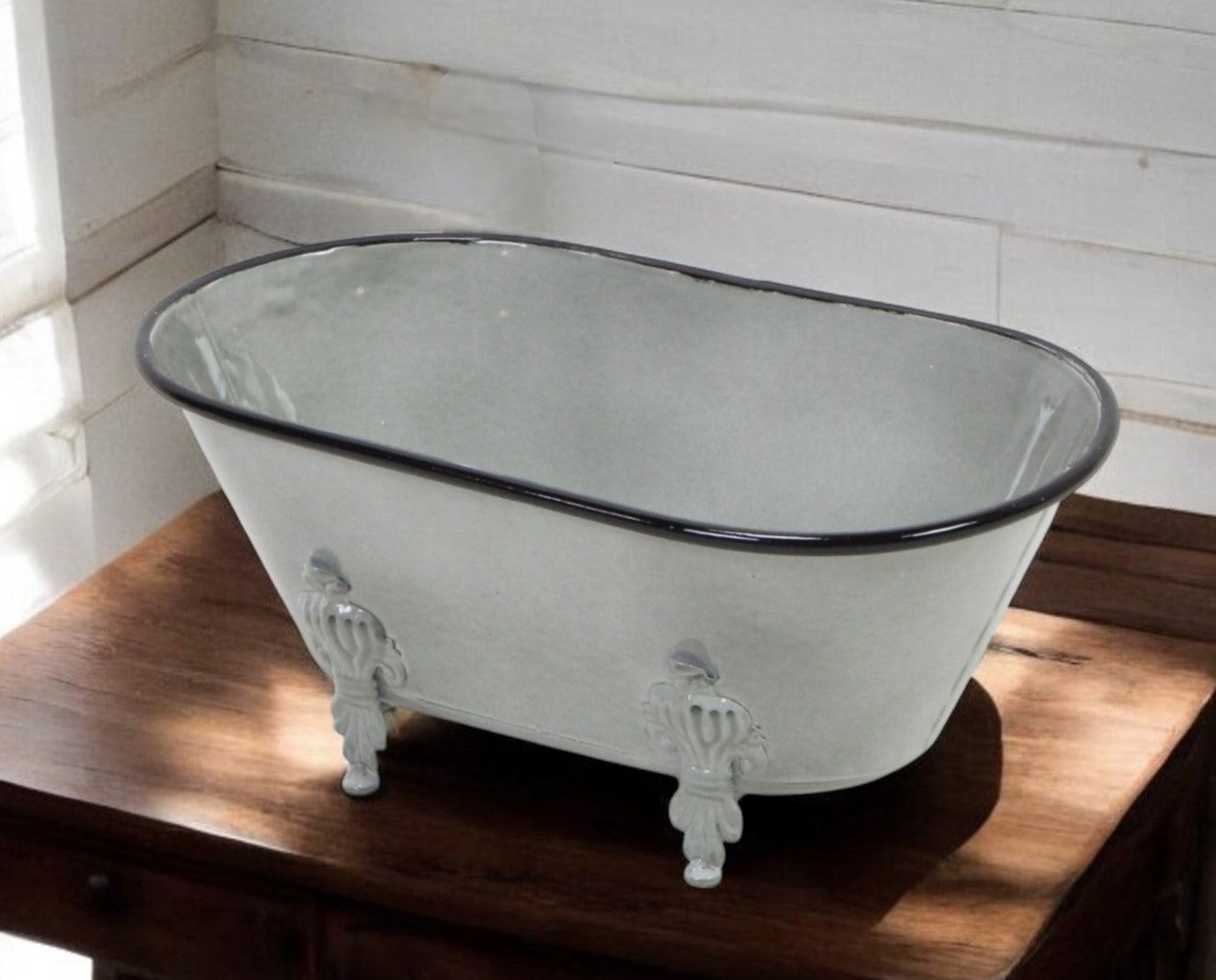 12" Light Gray Bathtub Decorative Sculpture