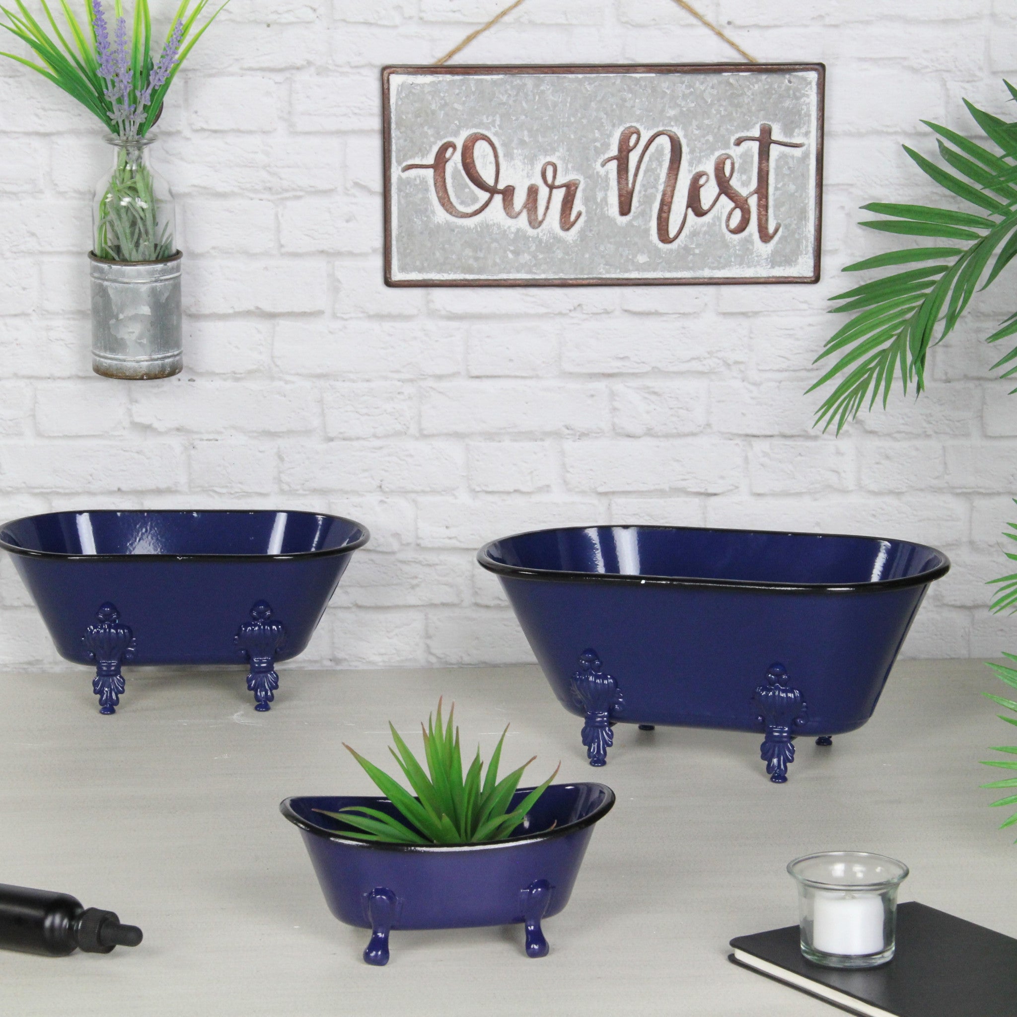 Jumbo Royal Blue Bathtub Decorative Sculpture