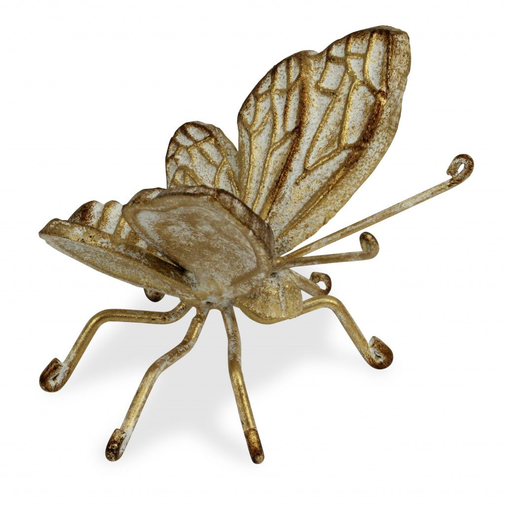 Gold Cast Iron Butterfly Decorative Sculpture