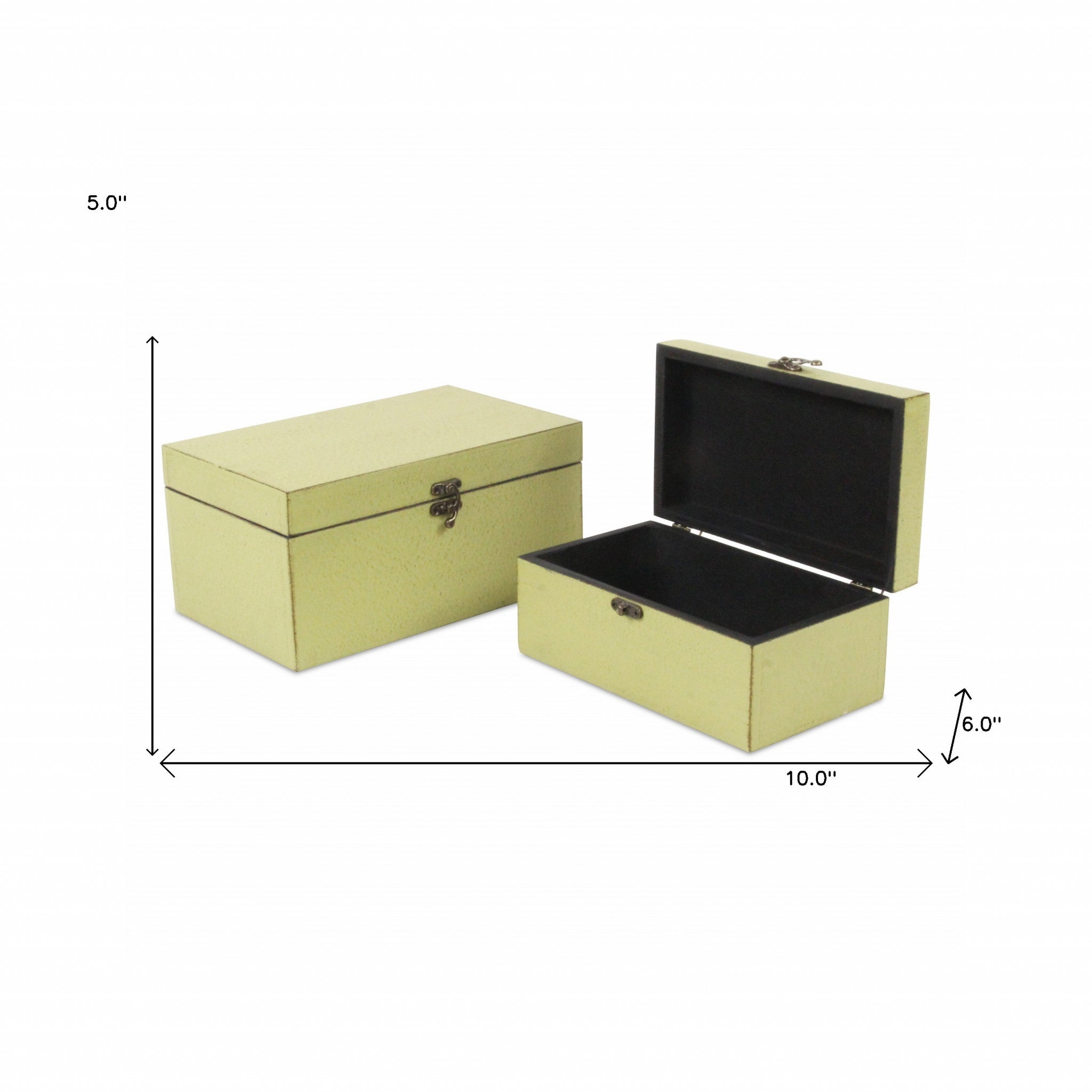 Set of Two light Green Wooden Storage Boxes