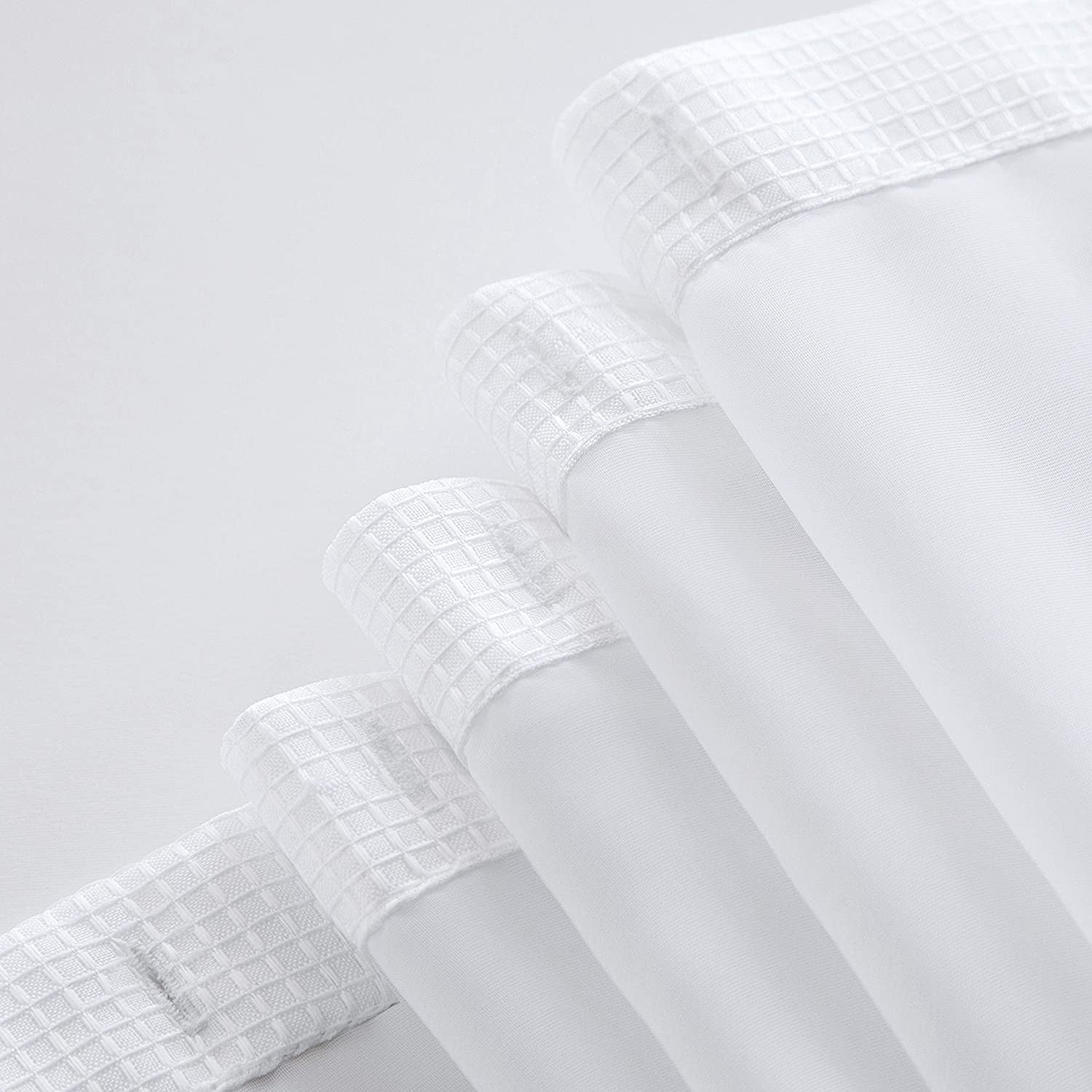 White Sheer and Grid Shower Curtain and Liner Set