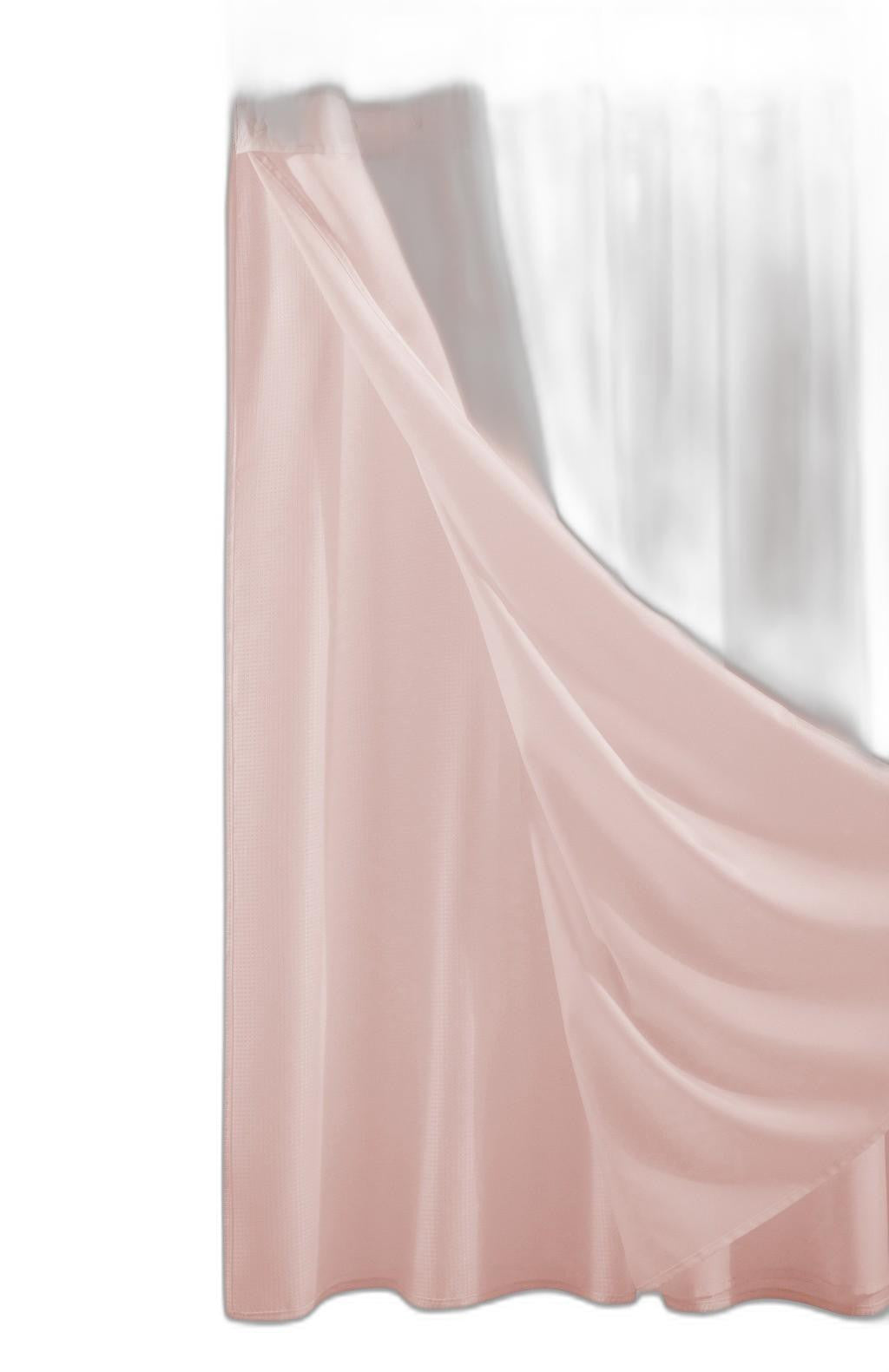 Blush Sheer and Grid Shower Curtain and Liner Set