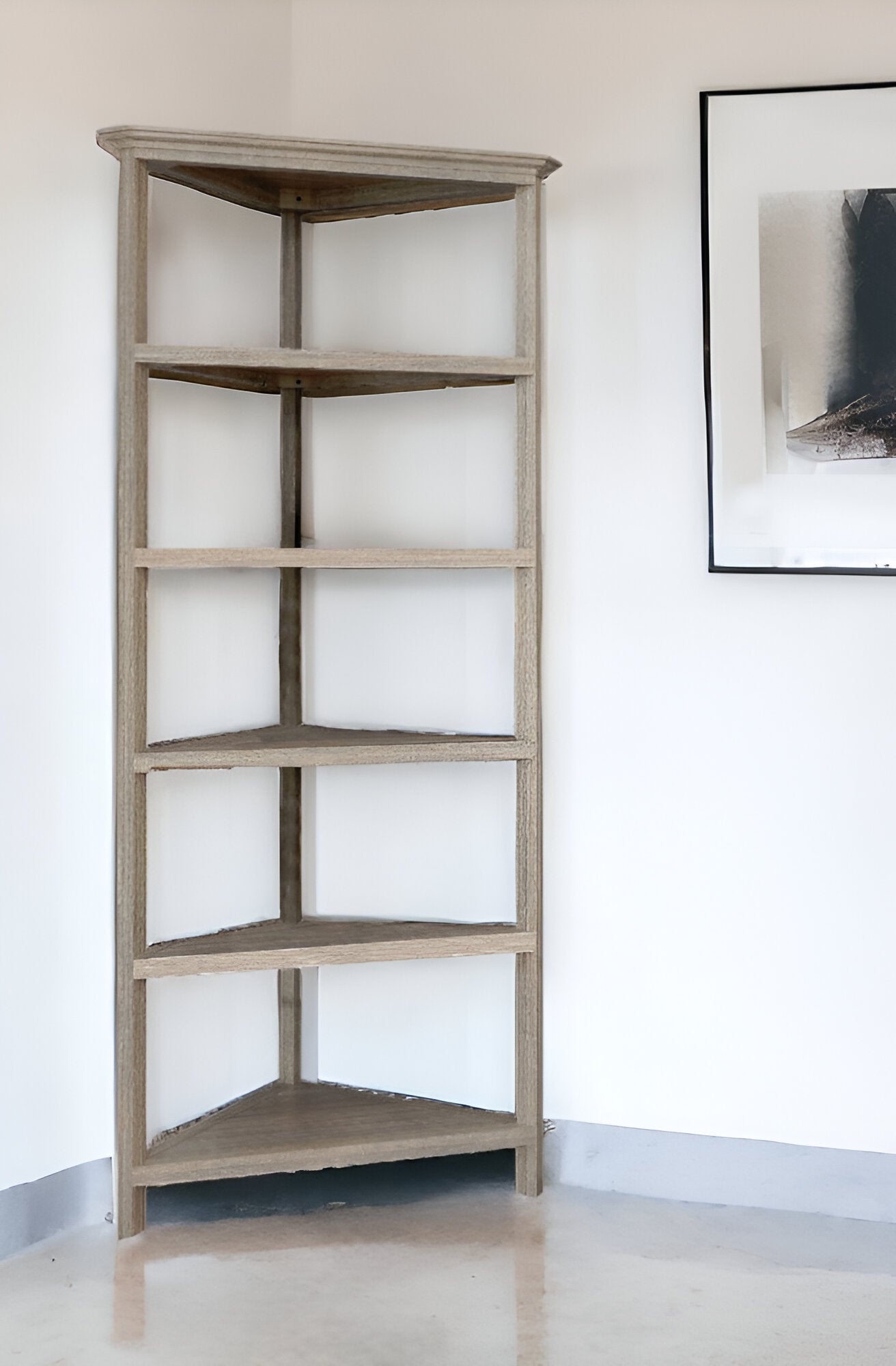 75" Gray Solid Wood Five Tier Standard Bookcase