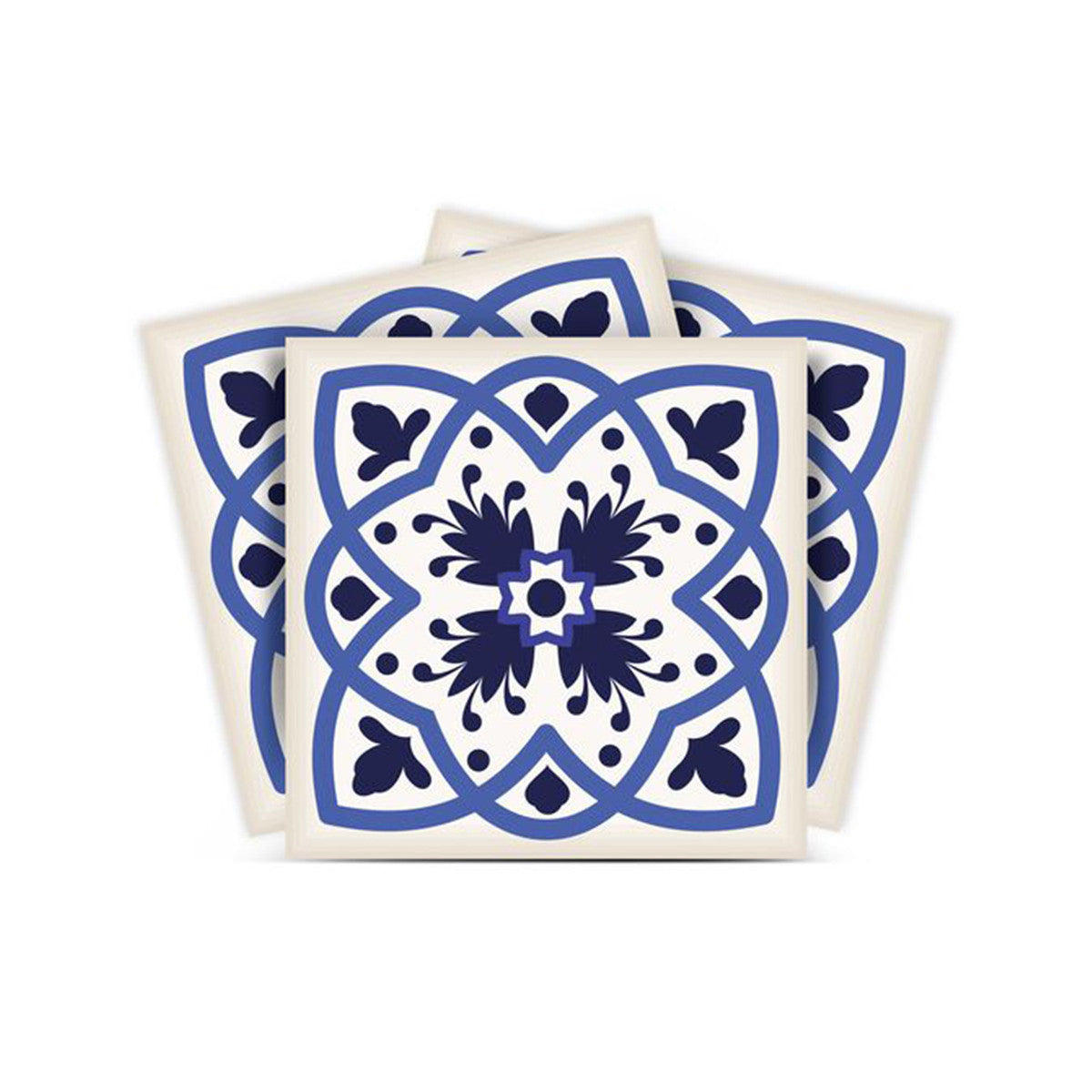 5" X 5" Blue And White Mosaic Peel And Stick Removable Tiles