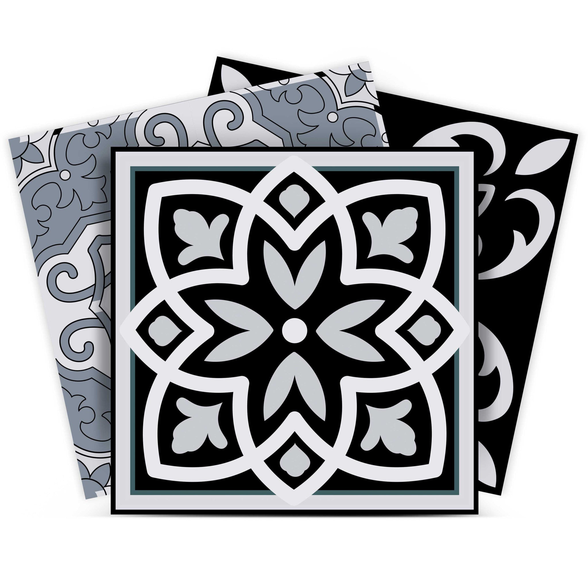 4" X 4" Black White and Gray Mosaic Peel and Stick Tiles