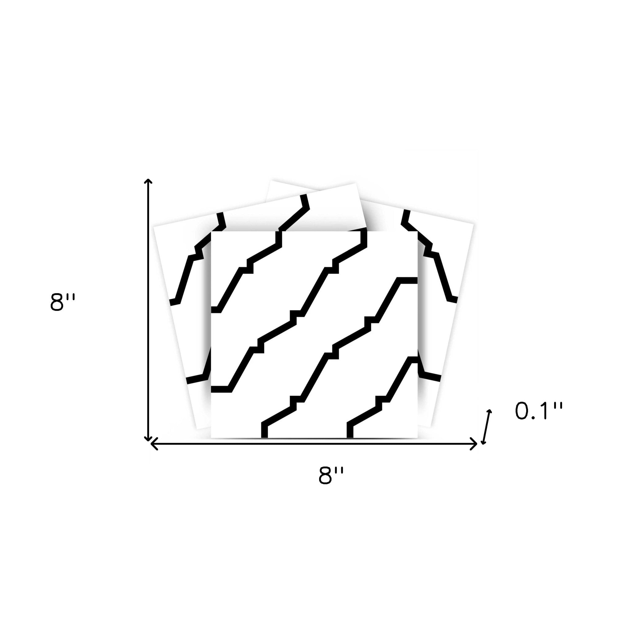 4" X 4" Black and White XL Prism Peel and Stick Removable Tiles