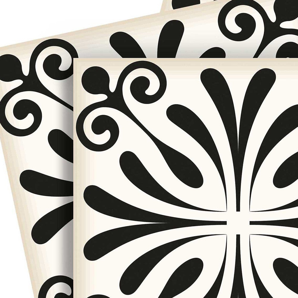 4" X 4" Black and White Flo Peel and Stick Removable Tiles