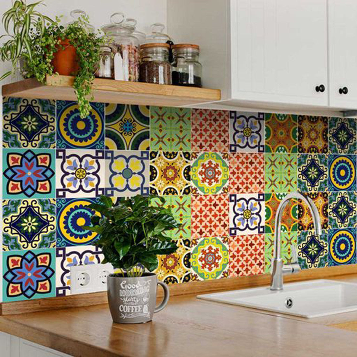 6" X 6" Euro Mosaic Peel and Stick Removable Tiles