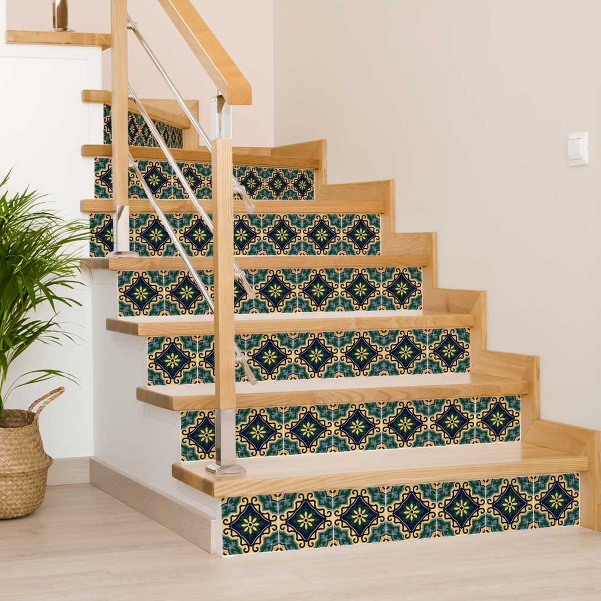 4" X 4" Agean Blue and Green Peel and Stick Tiles