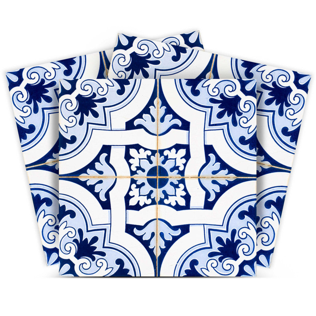 4" X 4" Blue Mia Gia Peel And Stick Removable Tiles