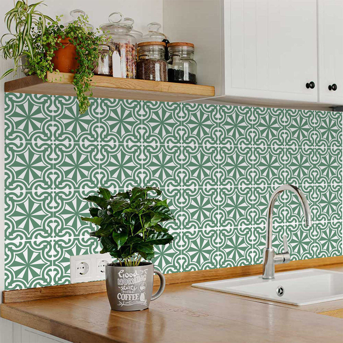 4" X 4" Glenda Sage Removable Peel And Stick Tiles