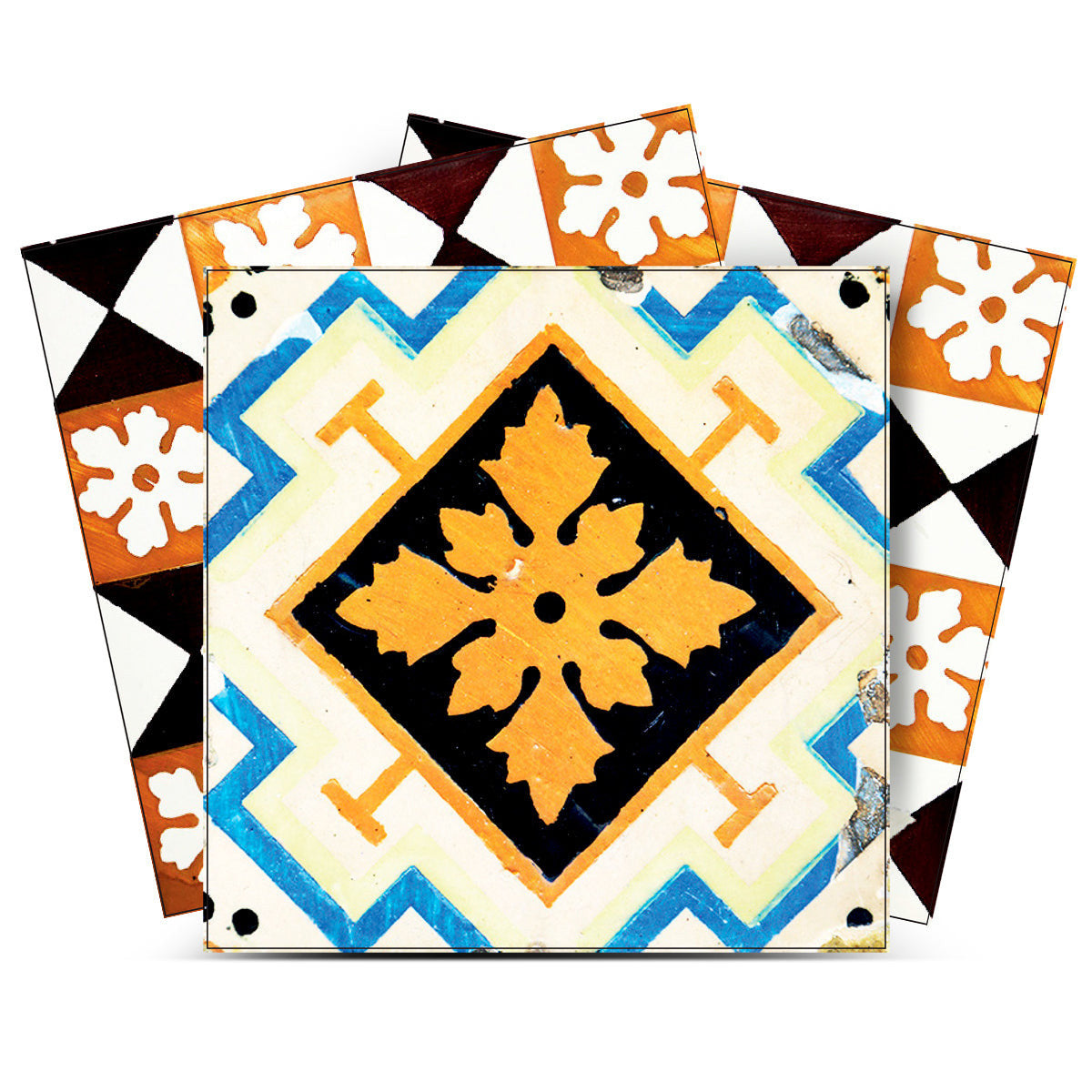 4" x 4" Snowflake and Diamond Peel and Stick Removable Tiles